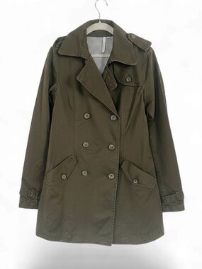 Michael Stars Olive Green Trench Jacket XS Utility Military Double Breasted Coat
